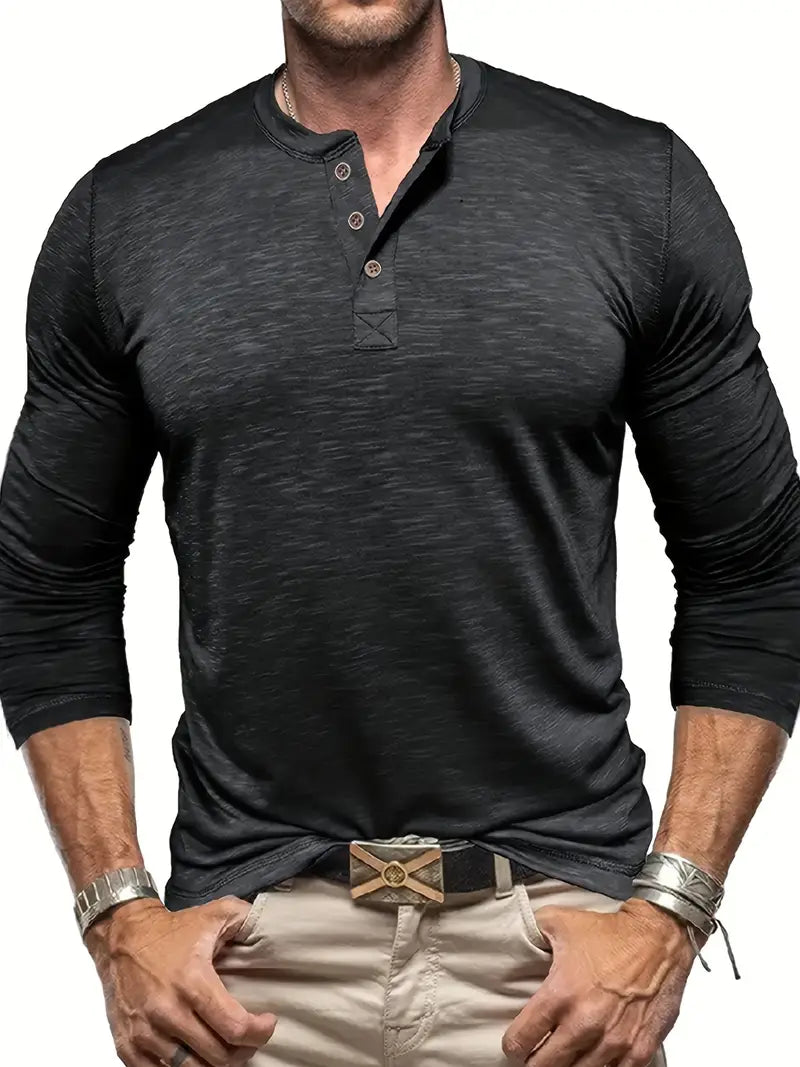 Men's Quick-Dry Long Sleeve T-Shirt - Casual Round Neck, Ideal for Outdoor Wear